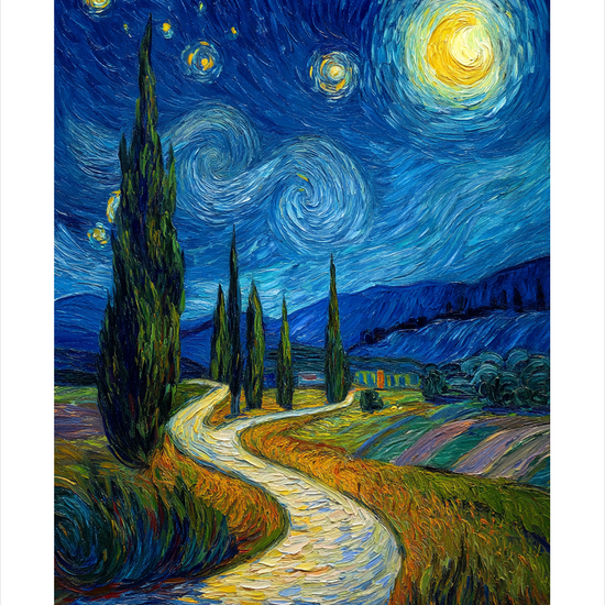 Nattens hvisken langs stien - No Frame, With White Border