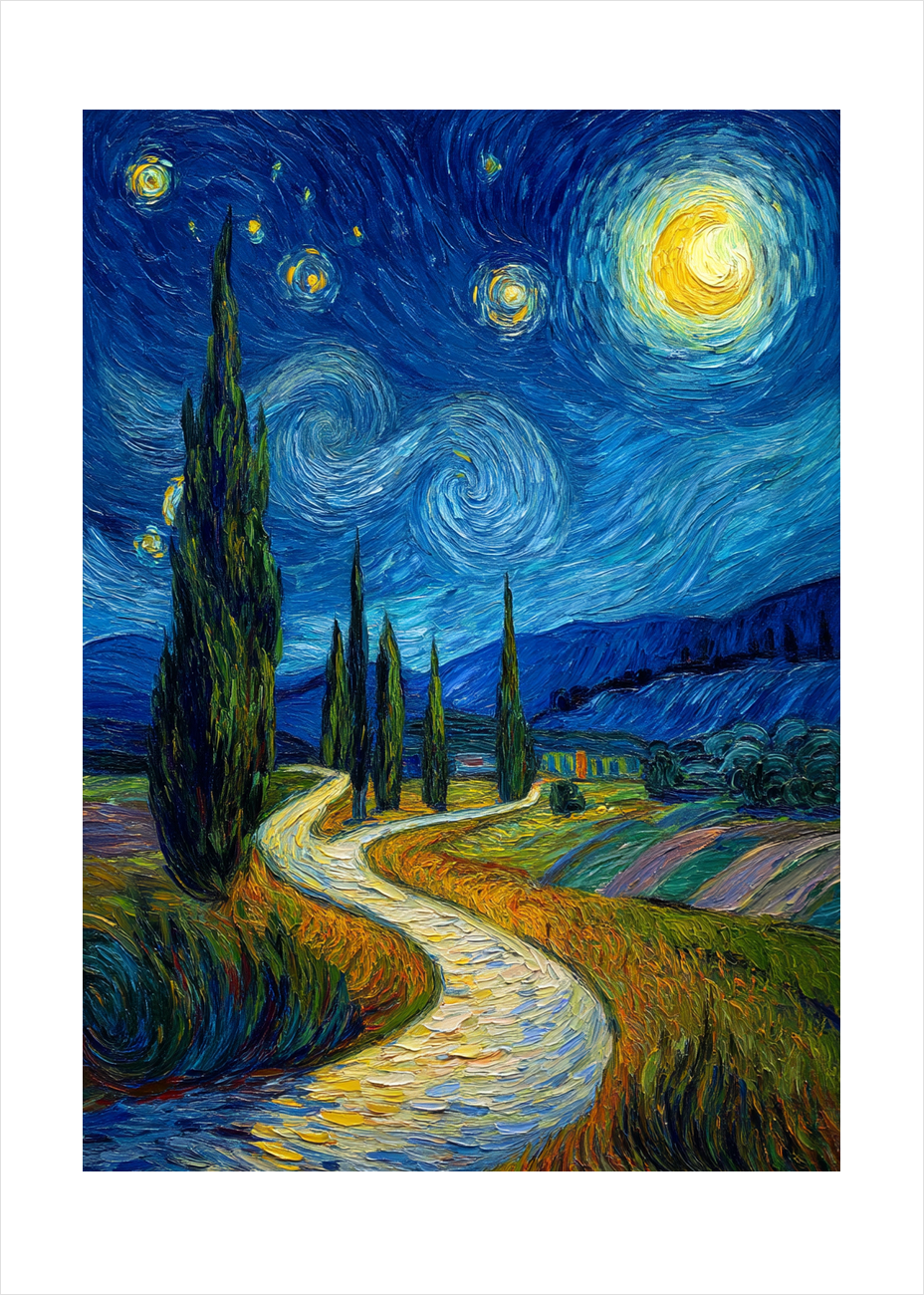 Nattens hvisken langs stien - No Frame, With White Border