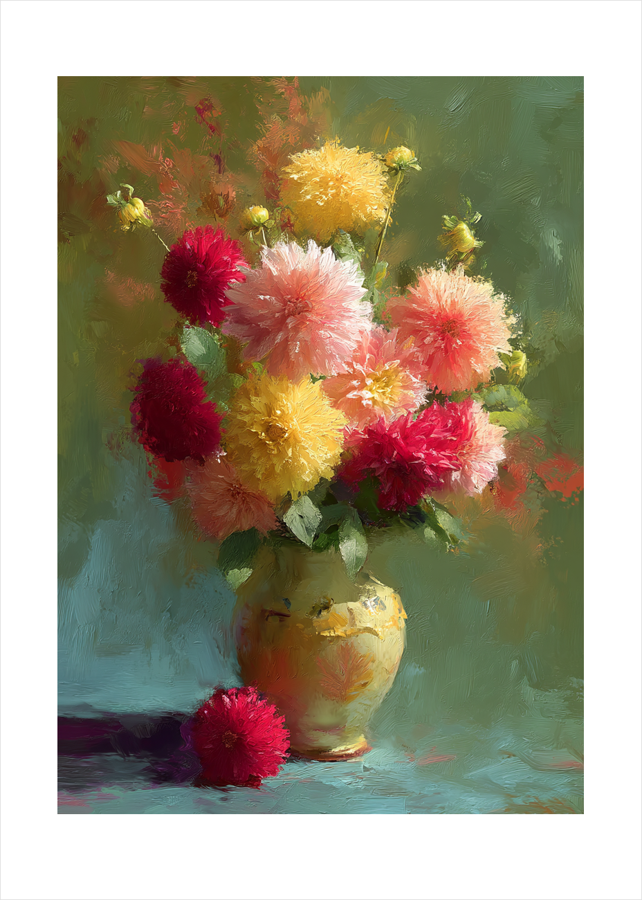 Honningblød blomstersus - No Frame, With White Border