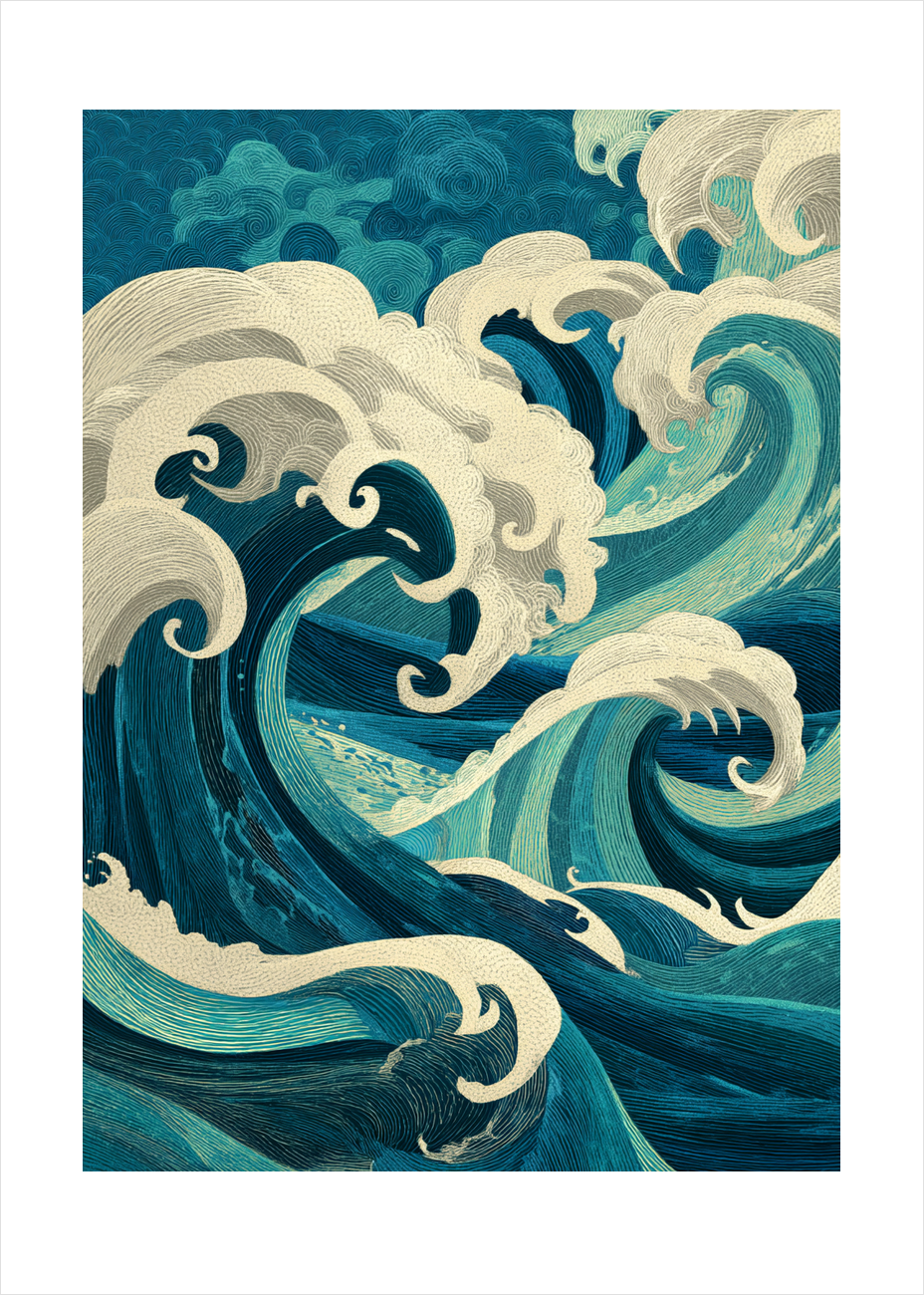 Havets hviskende klang - No Frame, With White Border