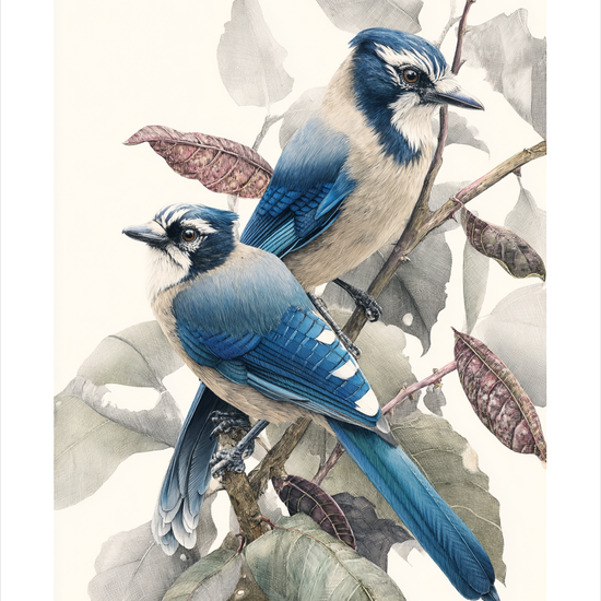 Blå hvisken i grenene - No Frame, With White Border