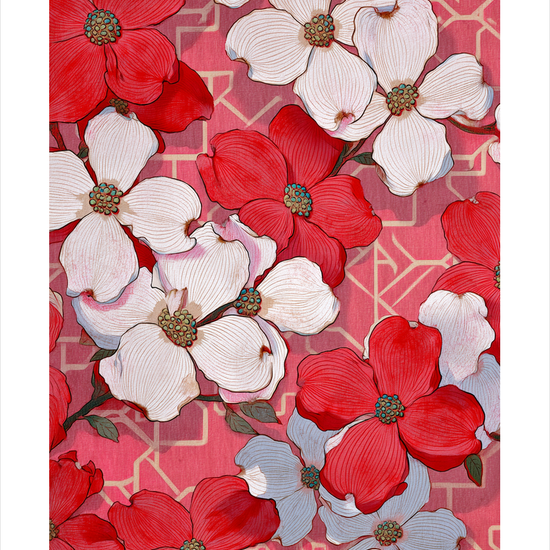 Fløjlsrødt sus af forår - No Frame, With White Border