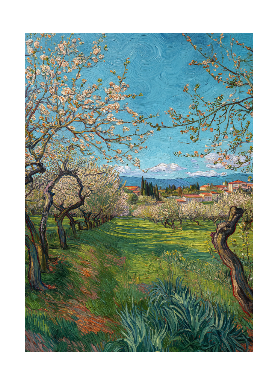 Vinden der hvisker i blomster - No Frame, With White Border