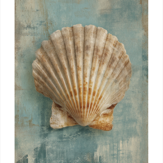 Havsus i kammuslingens skal - No Frame, With White Border