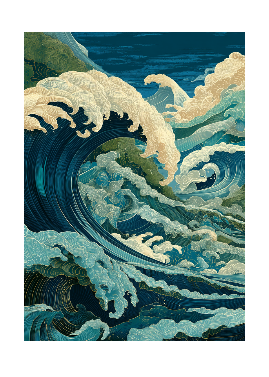 Havets hviskende brøl - No Frame, With White Border