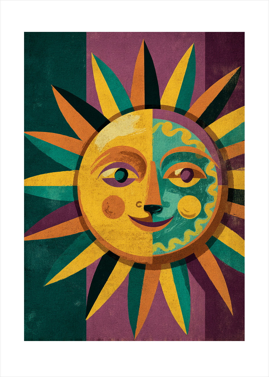 Solens lune hvisken - No Frame, With White Border