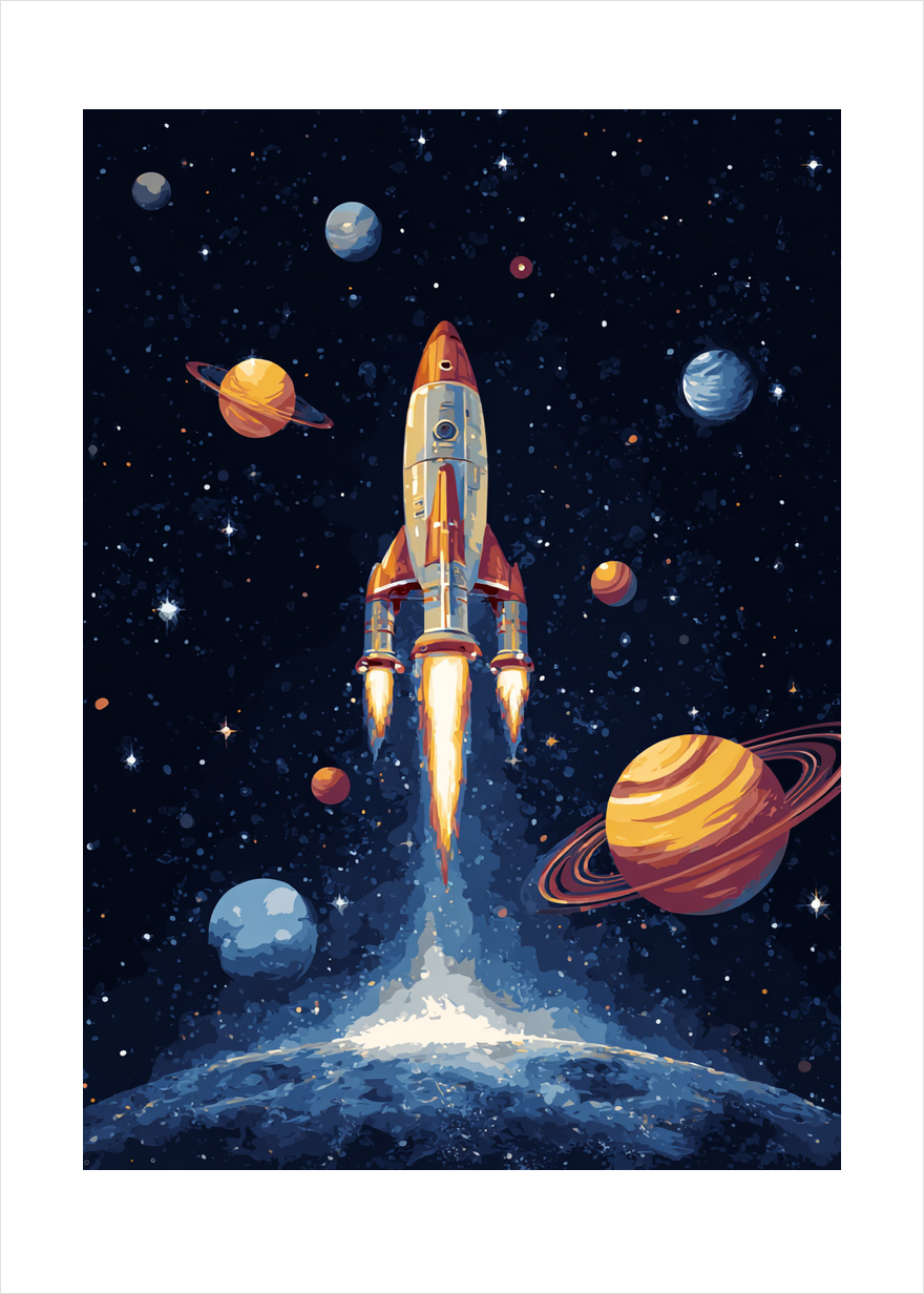 Raketens sus gennem mørket - No Frame, With White Border