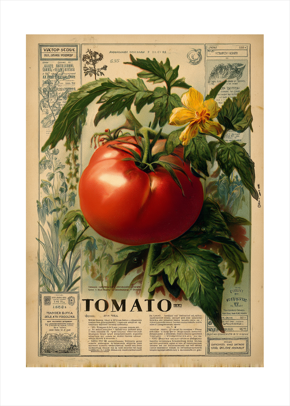 Smagen af solmoden tomat - No Frame, With White Border