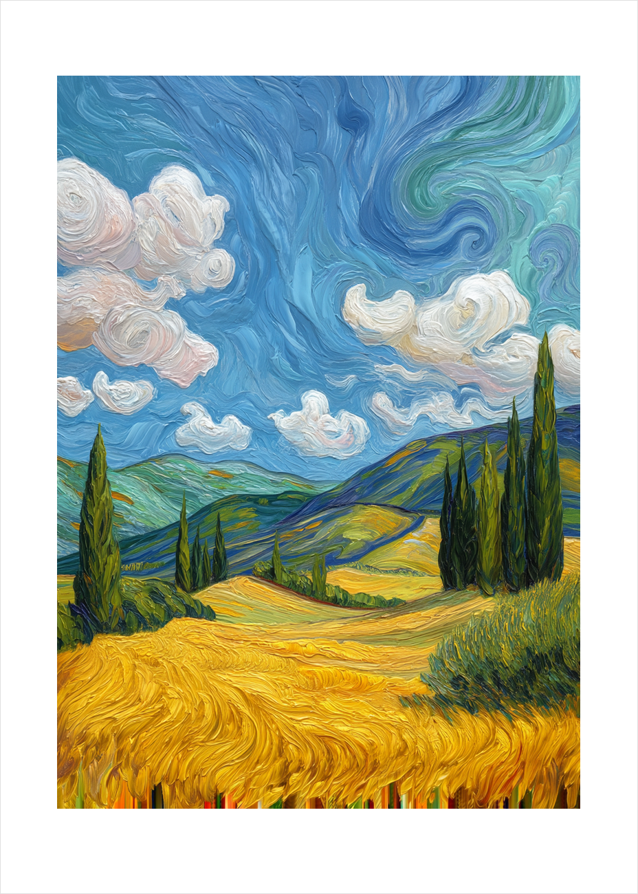 Susende gyldent hav - No Frame, With White Border