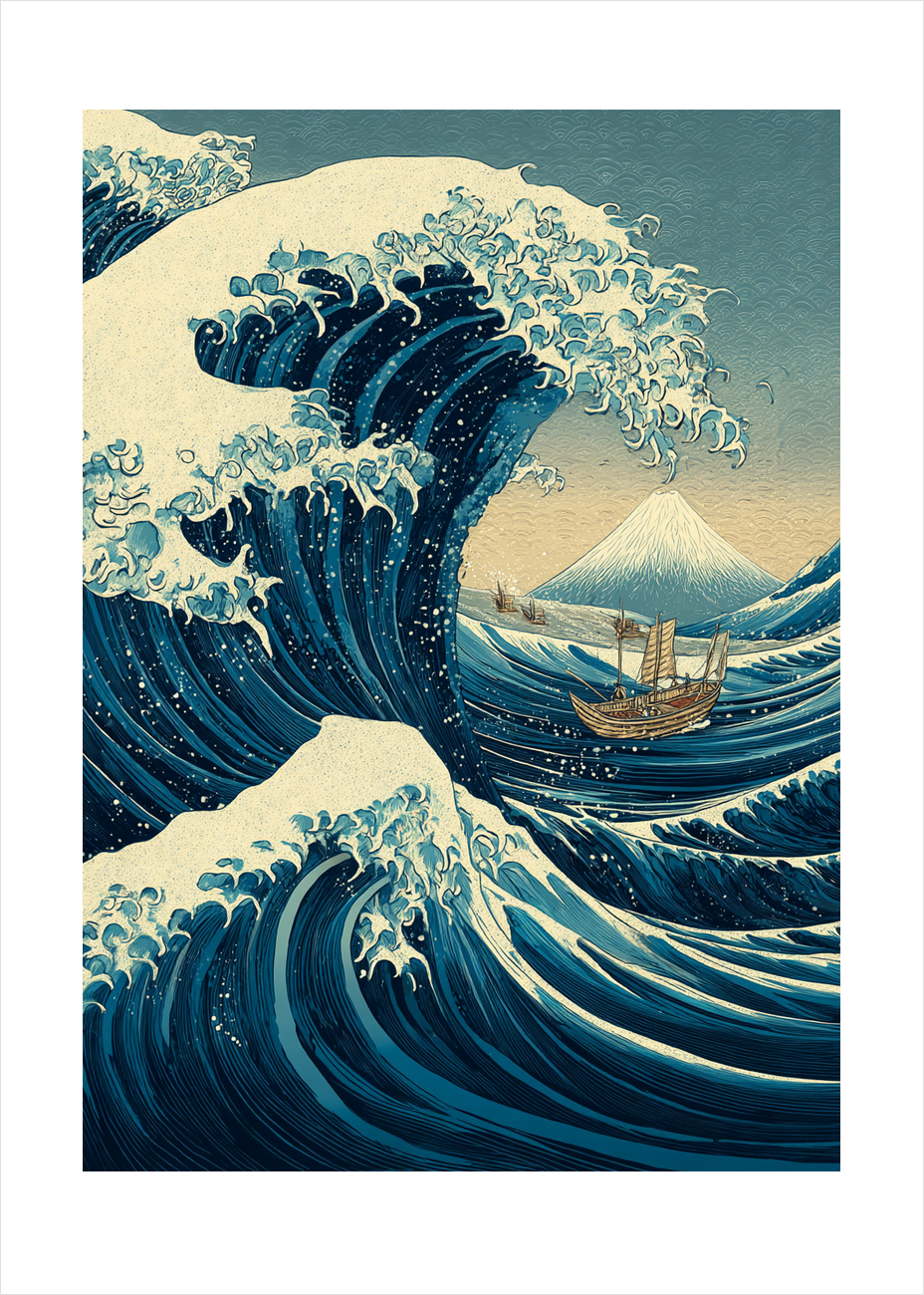 Bølgens brøl i mørket - No Frame, With White Border