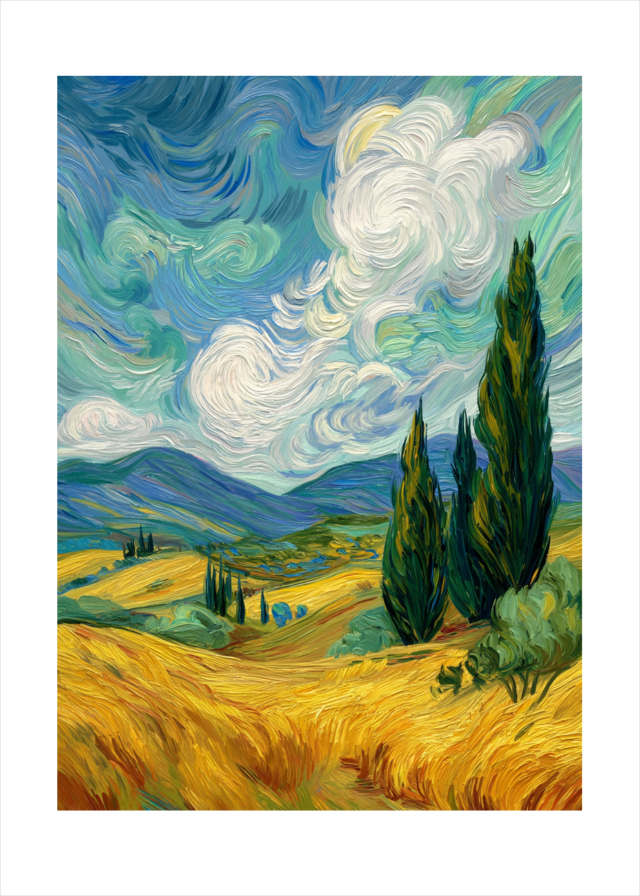 Vindens sang i gyldent hav - No Frame, With White Border