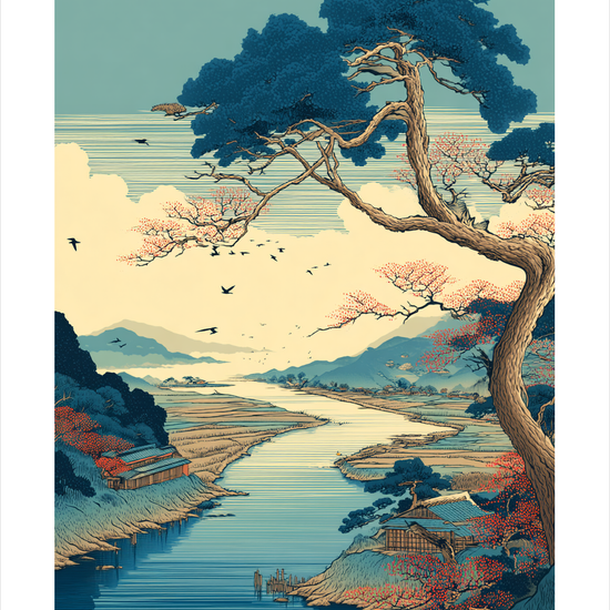 Vindens sang over floden - No Frame, With White Border