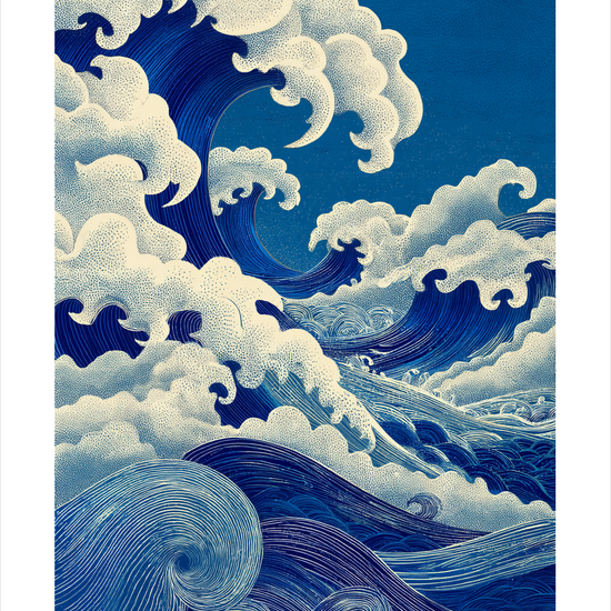 Havets blå brøl - No Frame, With White Border