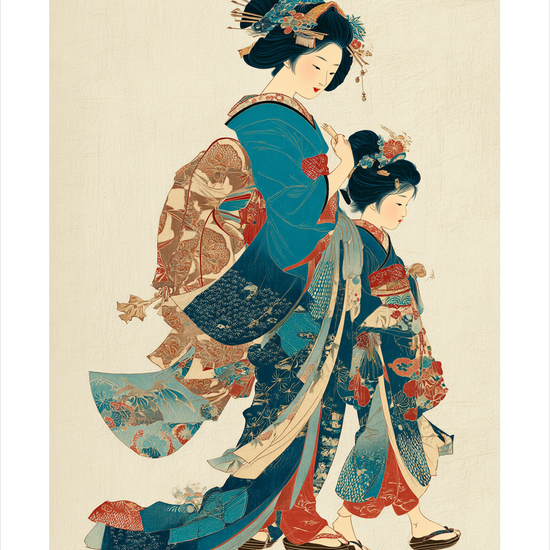 Silkesus fra broderede kimonoer - No Frame, With White Border