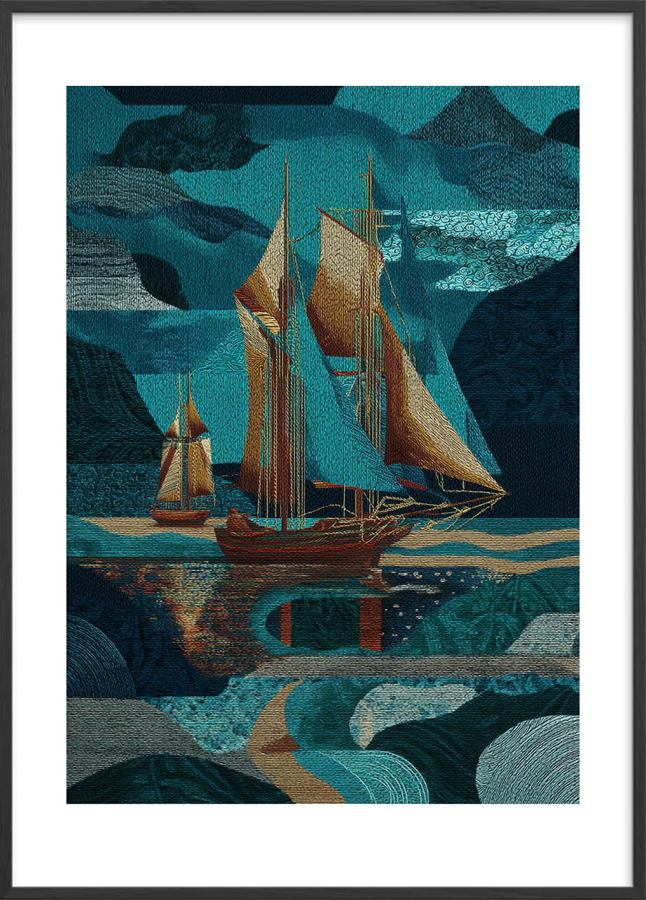 Sejlens sang under månen - Black Frame, With White Border