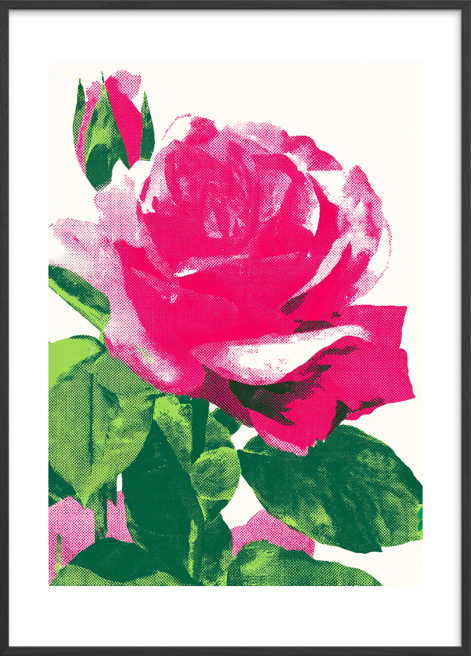 Blød neon, stille sus - Black Frame, With White Border