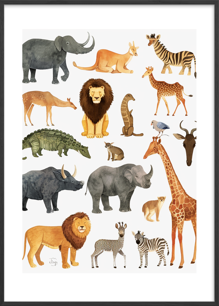 Savannens sagte rytme - Black Frame, With White Border