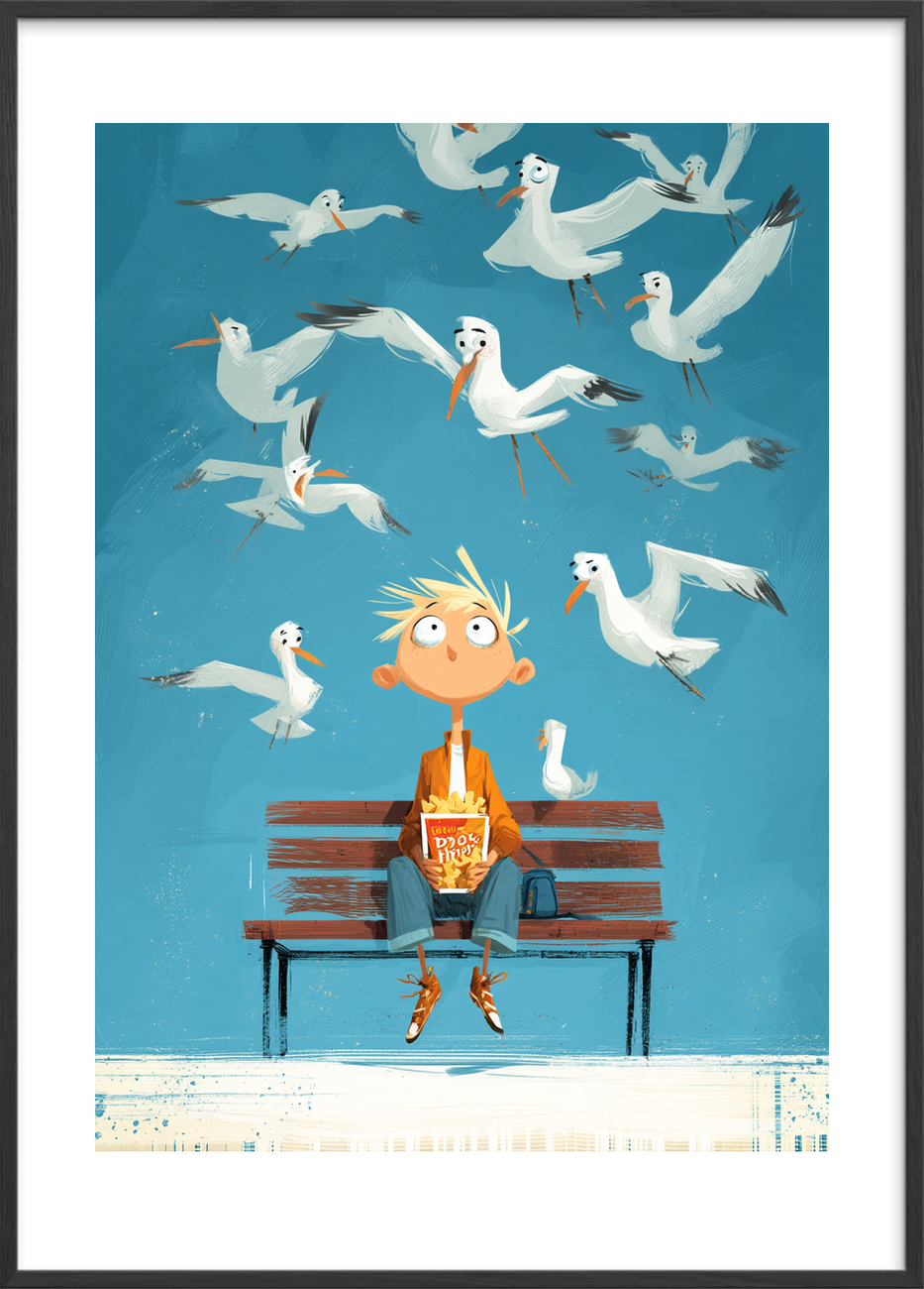 Knasende salt i luften - Black Frame, With White Border