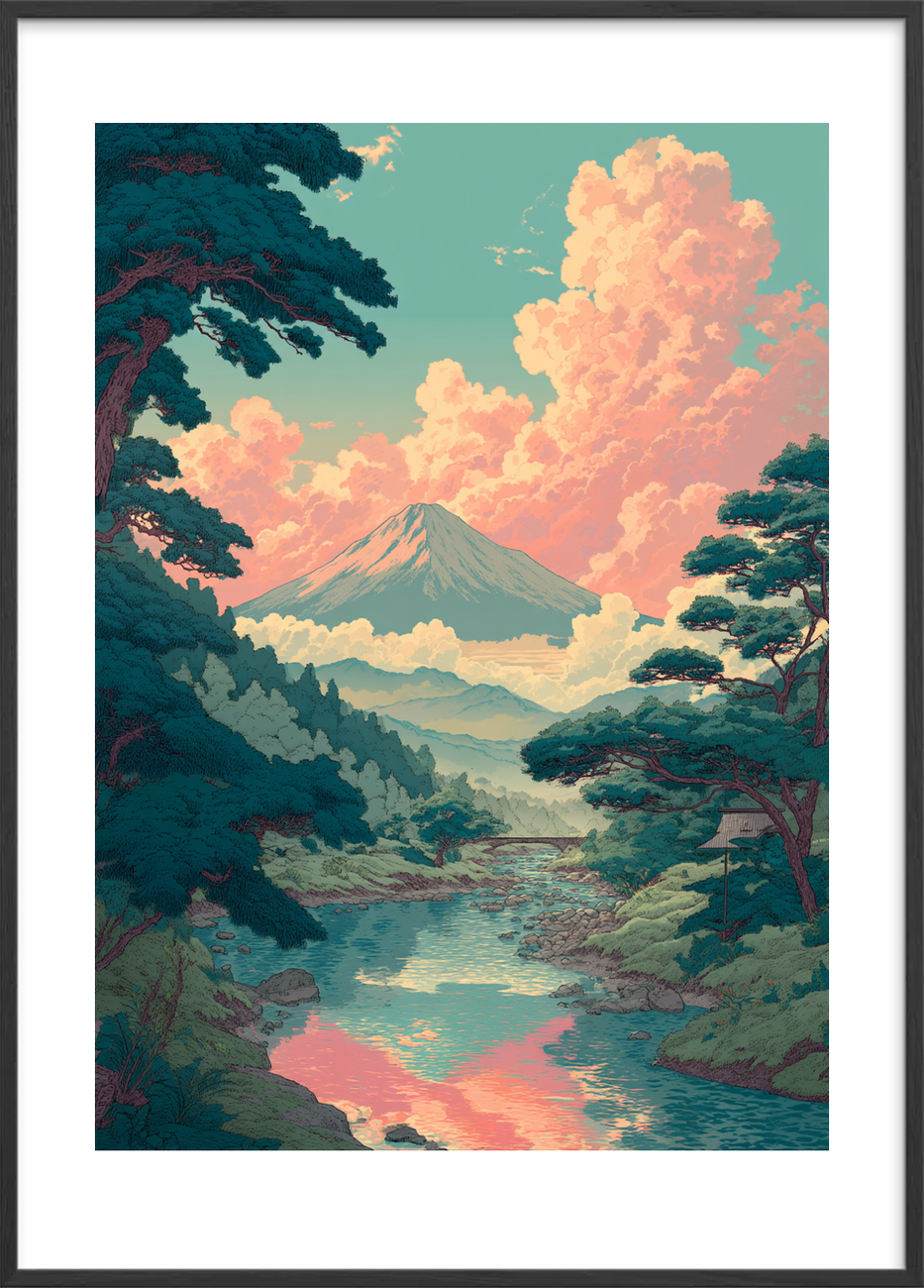 Solens bløde hvisken - Black Frame, With White Border