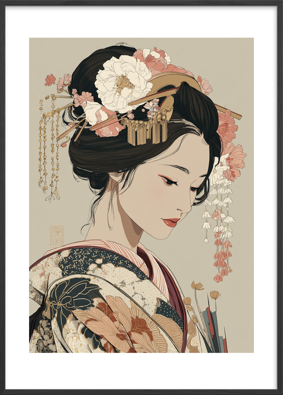 Silkens hvisken i håret - Black Frame, With White Border