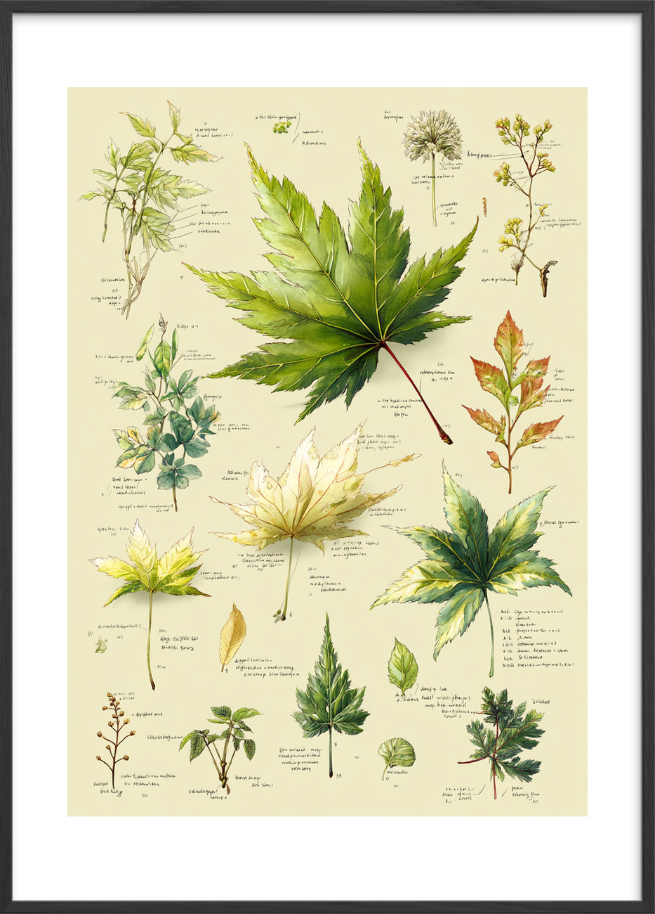 Grøn hvisken på papir - Black Frame, With White Border