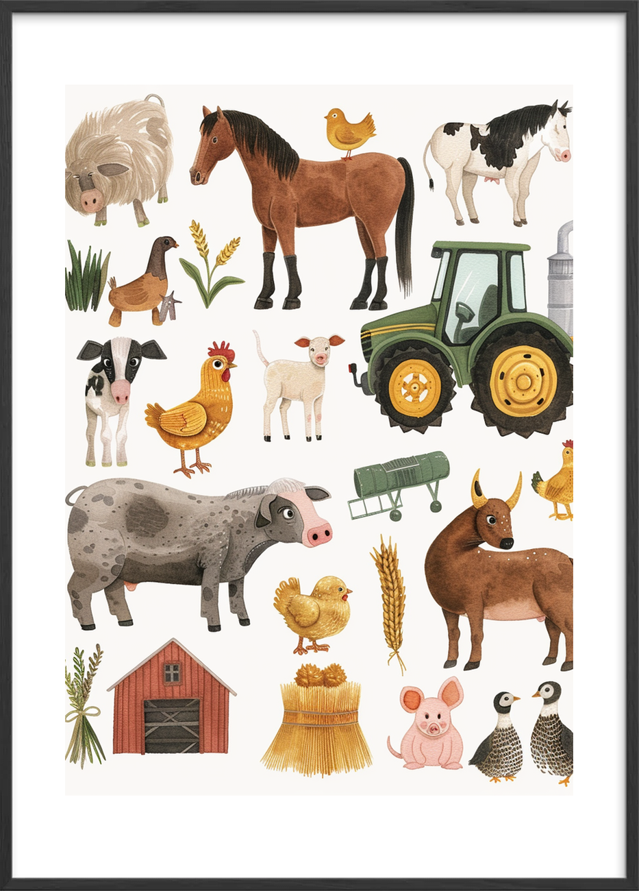 Lugten af nyslået hø - Black Frame, With White Border