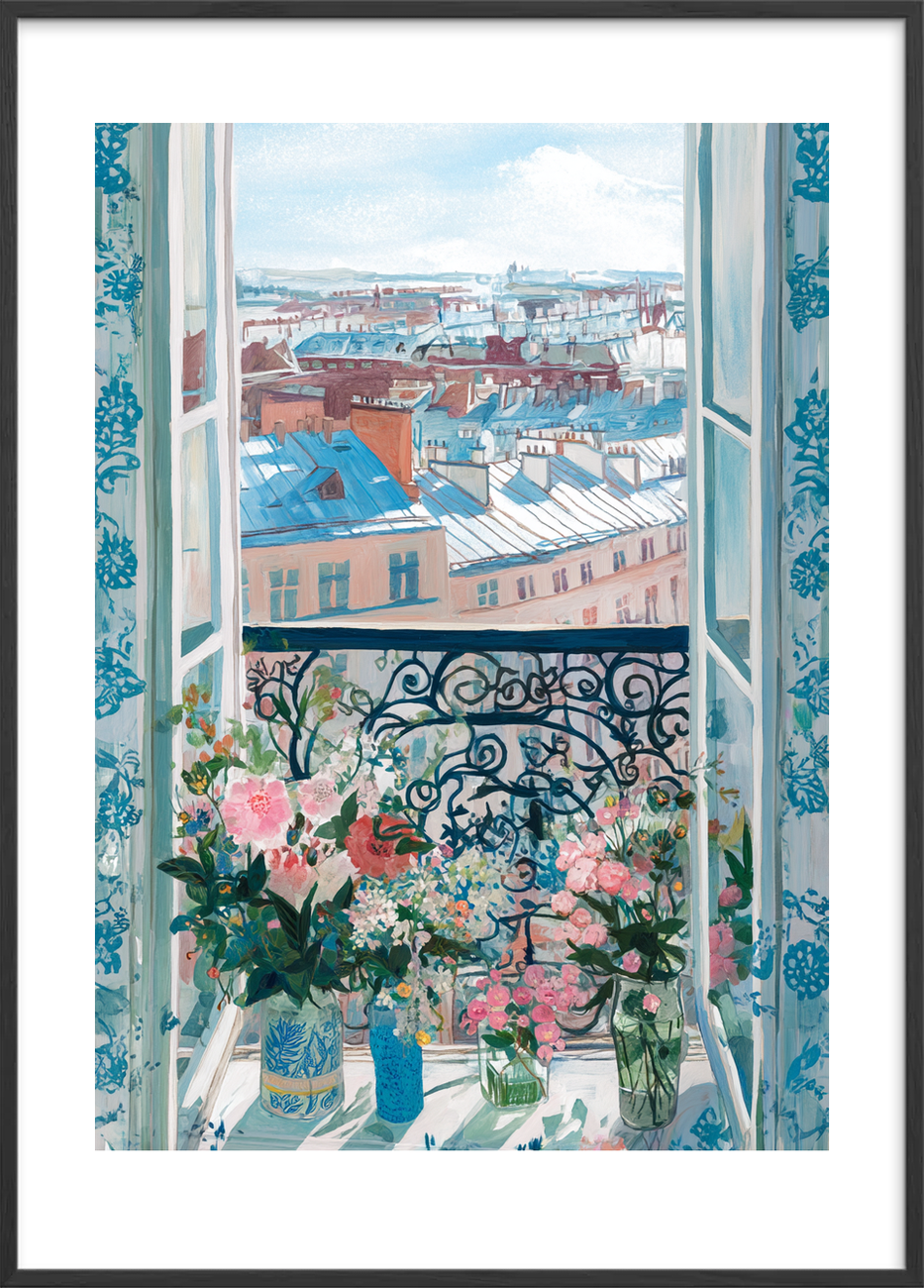 Duften af morgenen i byen - Black Frame, With White Border