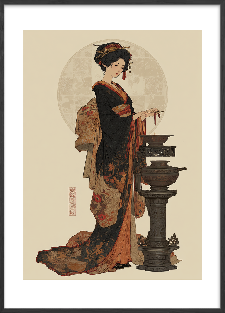 Røgens stille hvisken - Black Frame, With White Border