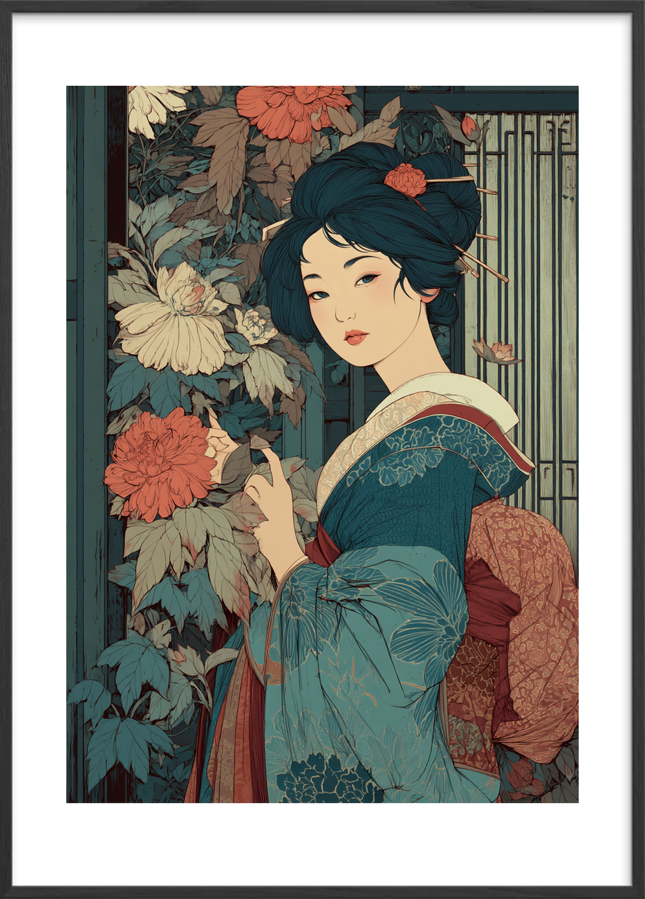 Sommerens hvisken bag skodderne - Black Frame, With White Border