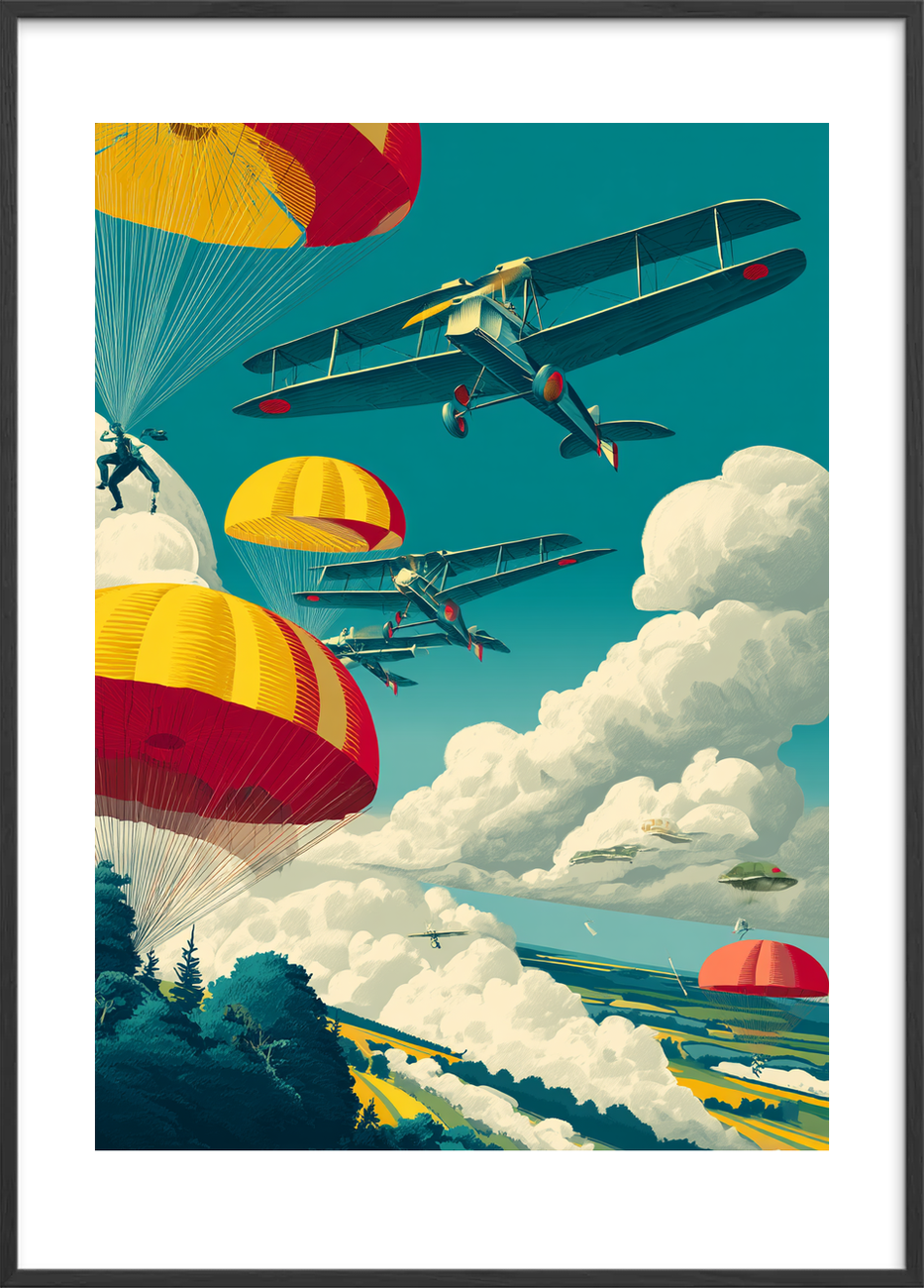 Luftens trommeslag i frit fald - Black Frame, With White Border