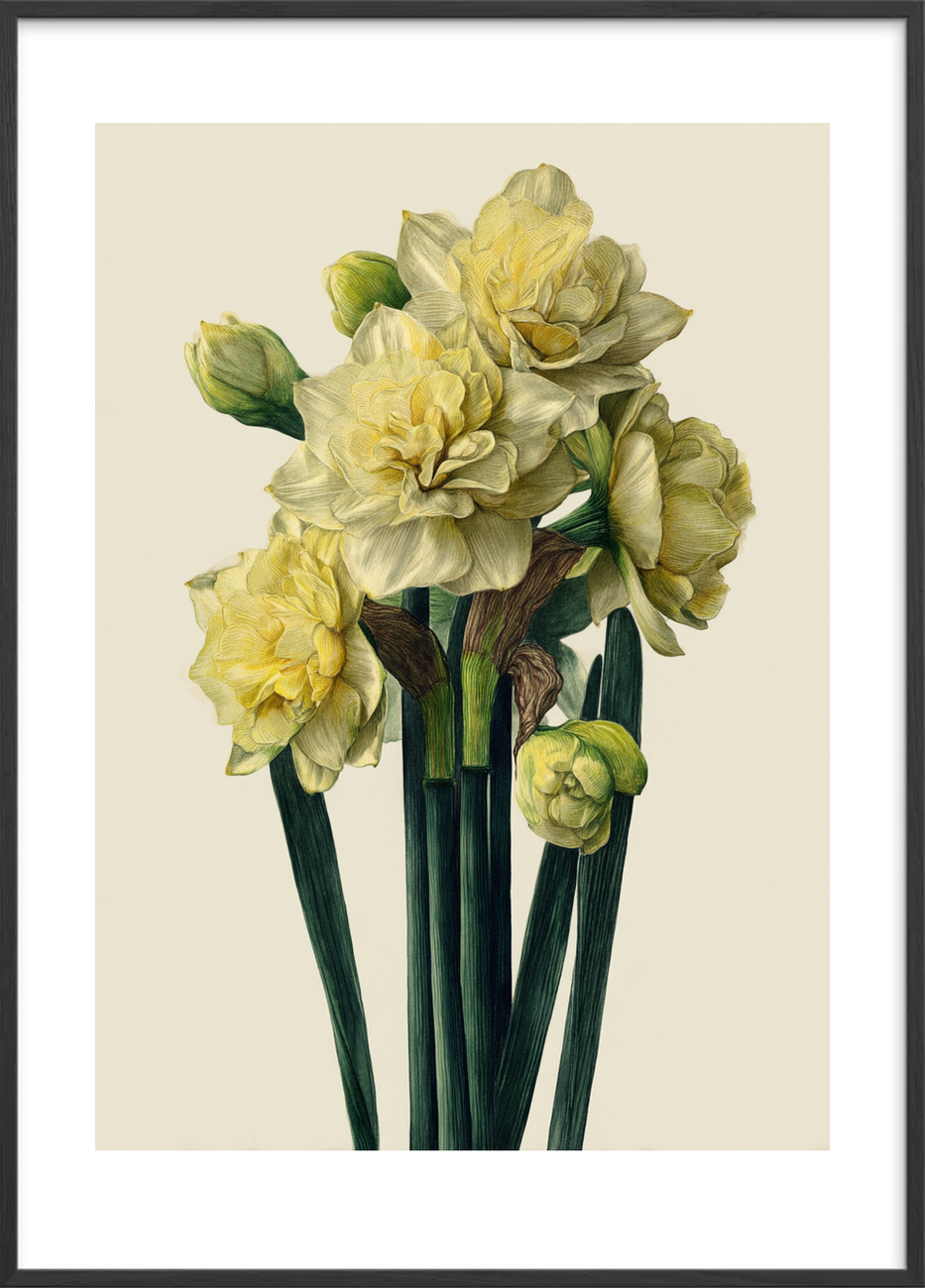 Morgenens blide hvisken - Black Frame, With White Border