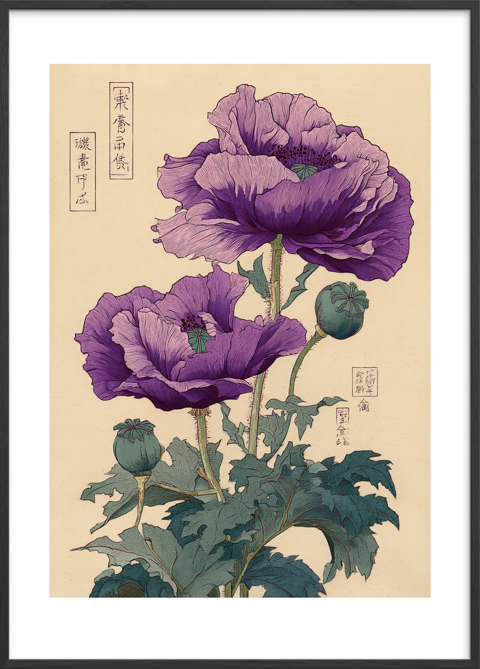 Hvisken fra lilla kronblade - Black Frame, With White Border