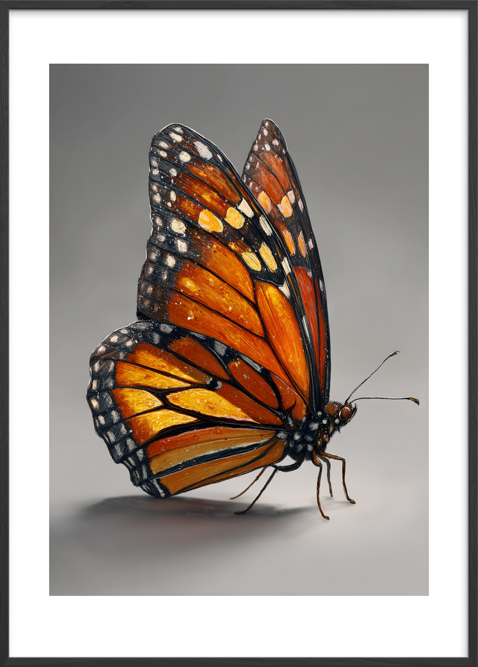 Sommerfuglens silkebløde hvisken - Black Frame, With White Border