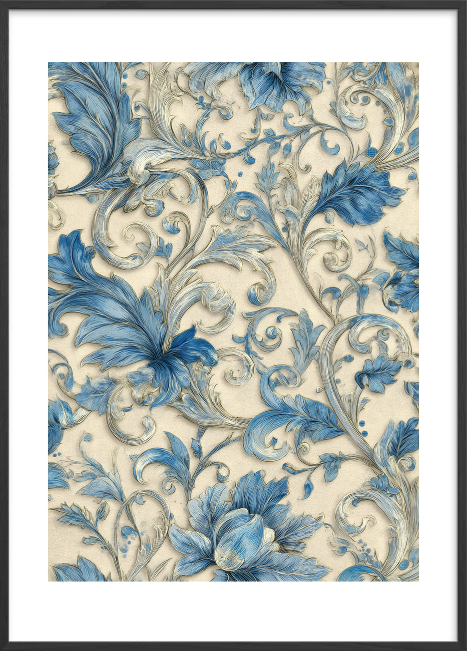 Blå hvisken mod huden - Black Frame, With White Border