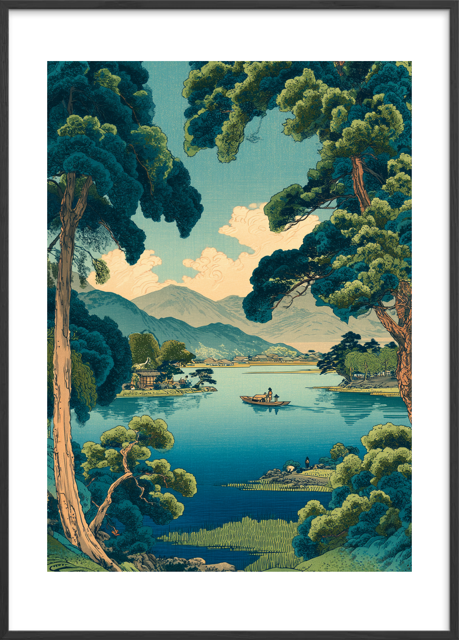 Stillevandets hvisken - Black Frame, With White Border