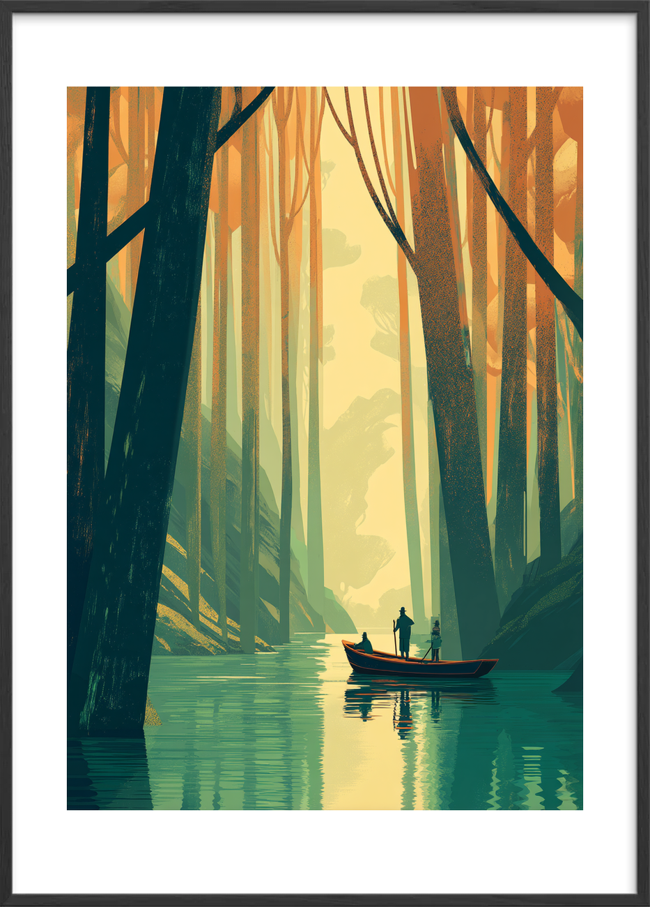 Skovens stille hvisken - Black Frame, With White Border