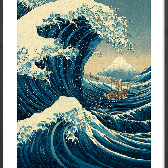 Bølgens brøl i mørket - Black Frame, With White Border