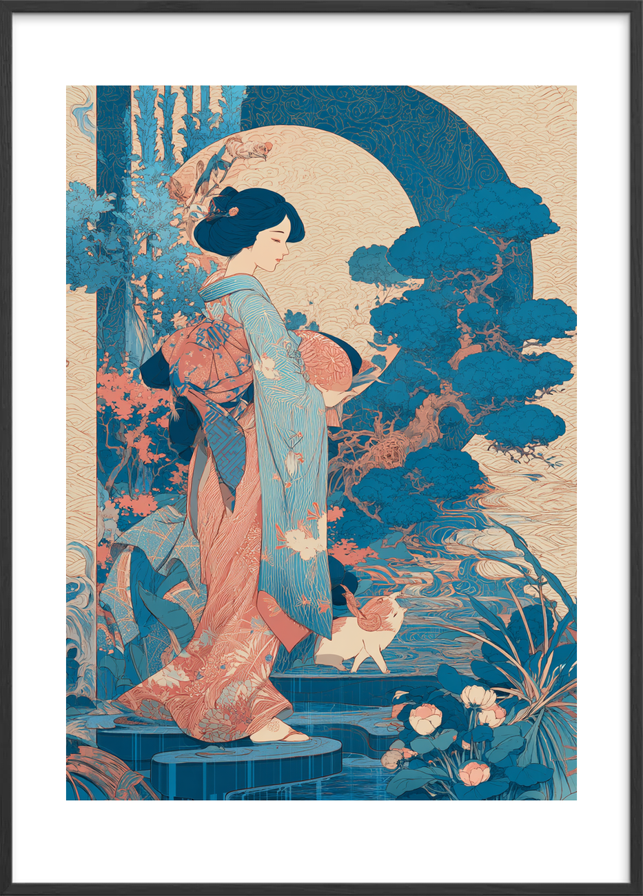 Silkens hvisken i måneskær - Black Frame, With White Border