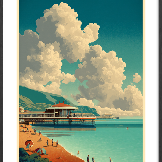 Havets hvisken ved molen - Black Frame, With White Border