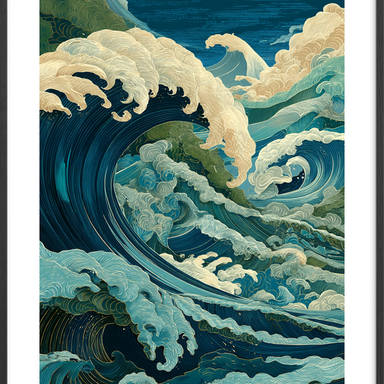 Havets hviskende brøl - Black Frame, With White Border