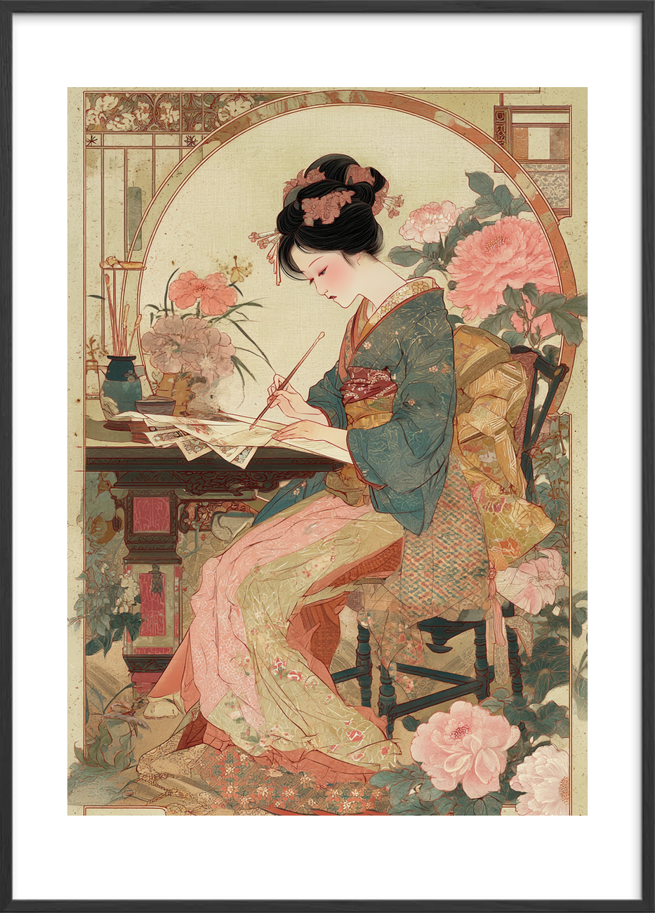 Duften af tusch og te - Black Frame, With White Border