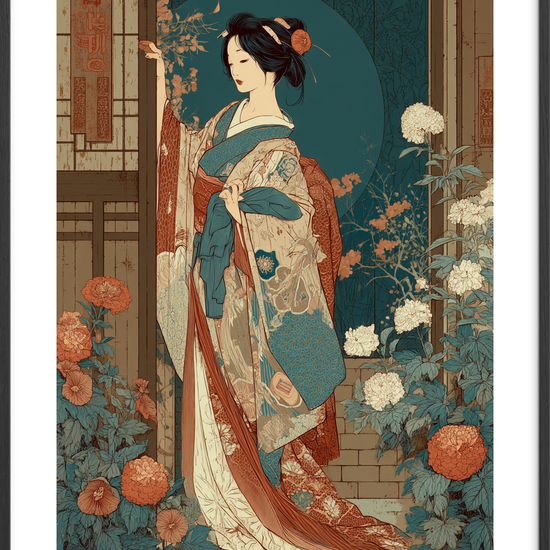 Månesus i silkeblød nat - Black Frame, With White Border