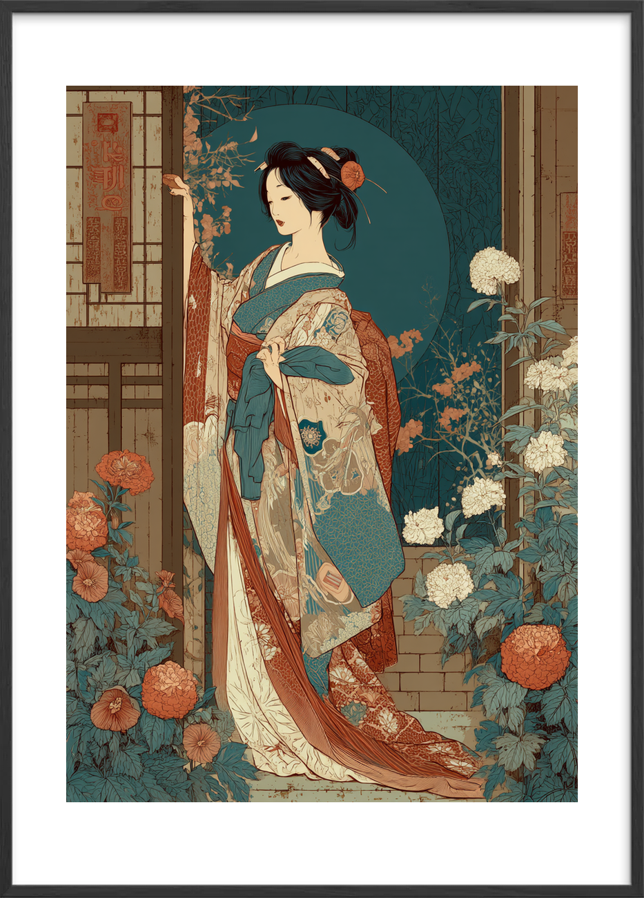 Månesus i silkeblød nat - Black Frame, With White Border