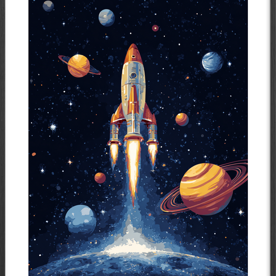 Raketens sus gennem mørket - Black Frame, With White Border