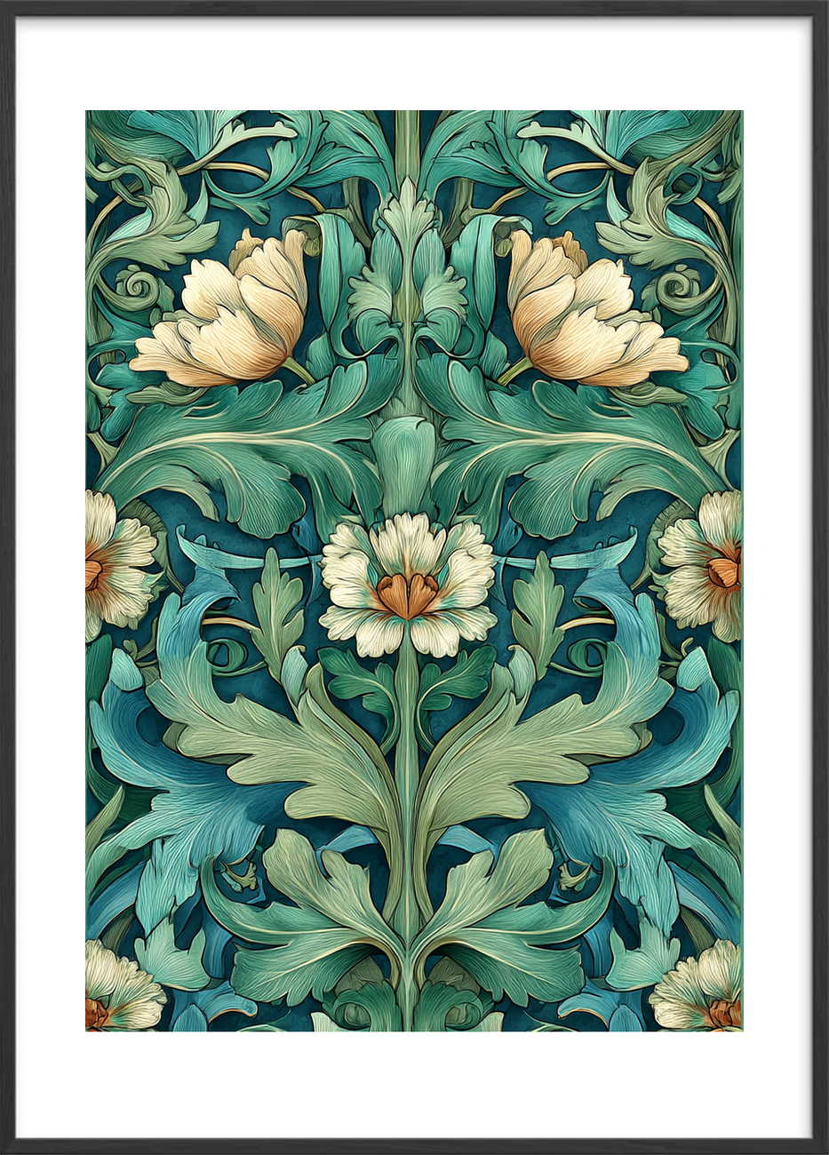 Sus af grøn silke - Black Frame, With White Border