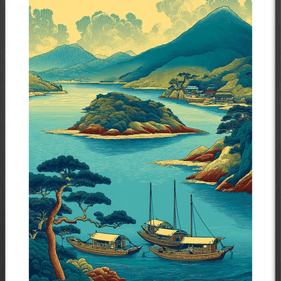 Havnens stille hjerteslag - Black Frame, With White Border