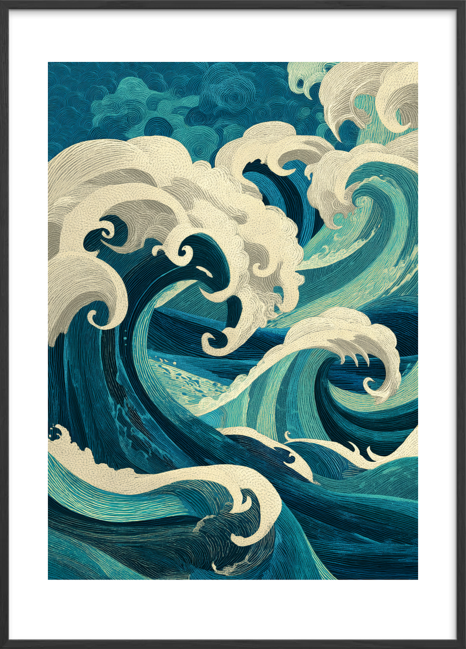 Havets hviskende klang - Black Frame, With White Border