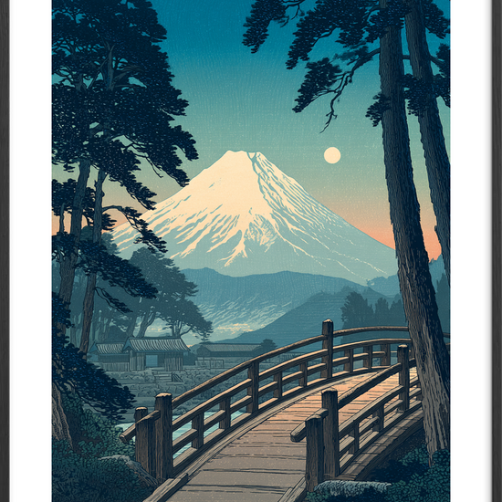 Broens hvisken mod månen - Black Frame, With White Border