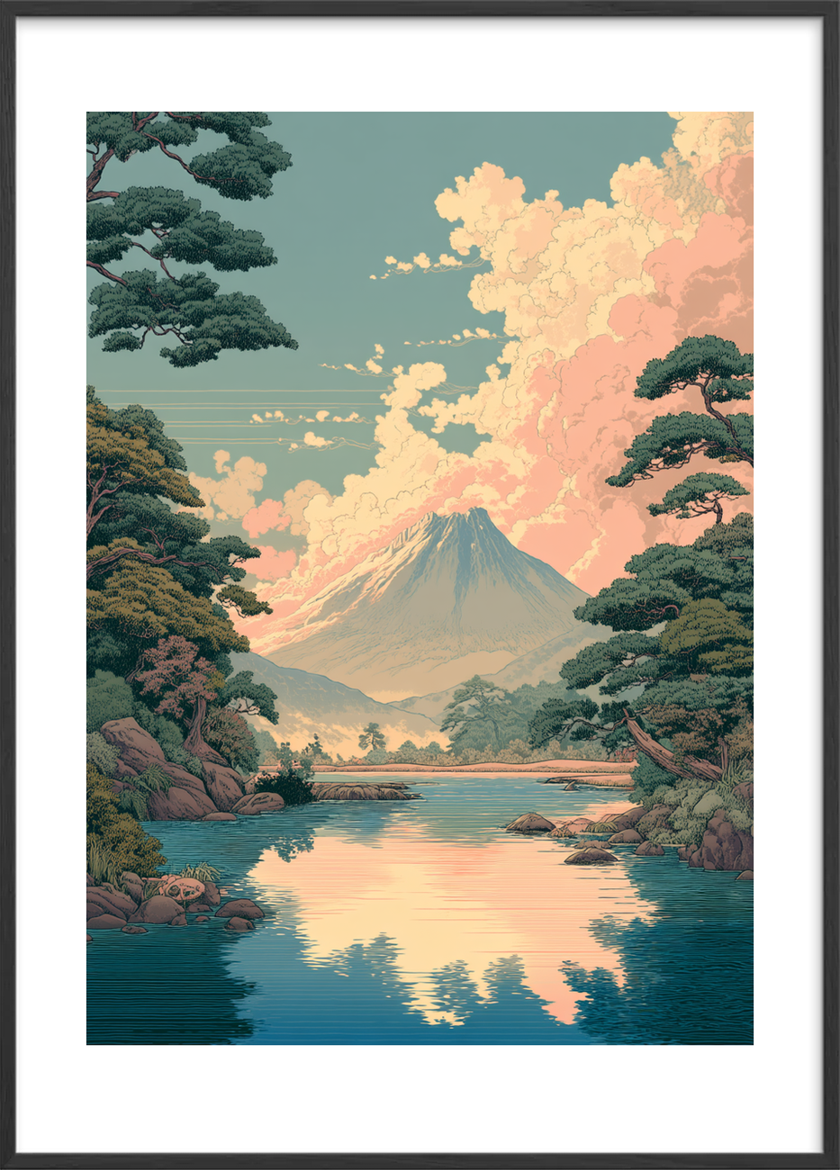 Skyernes blide hvisken - Black Frame, With White Border