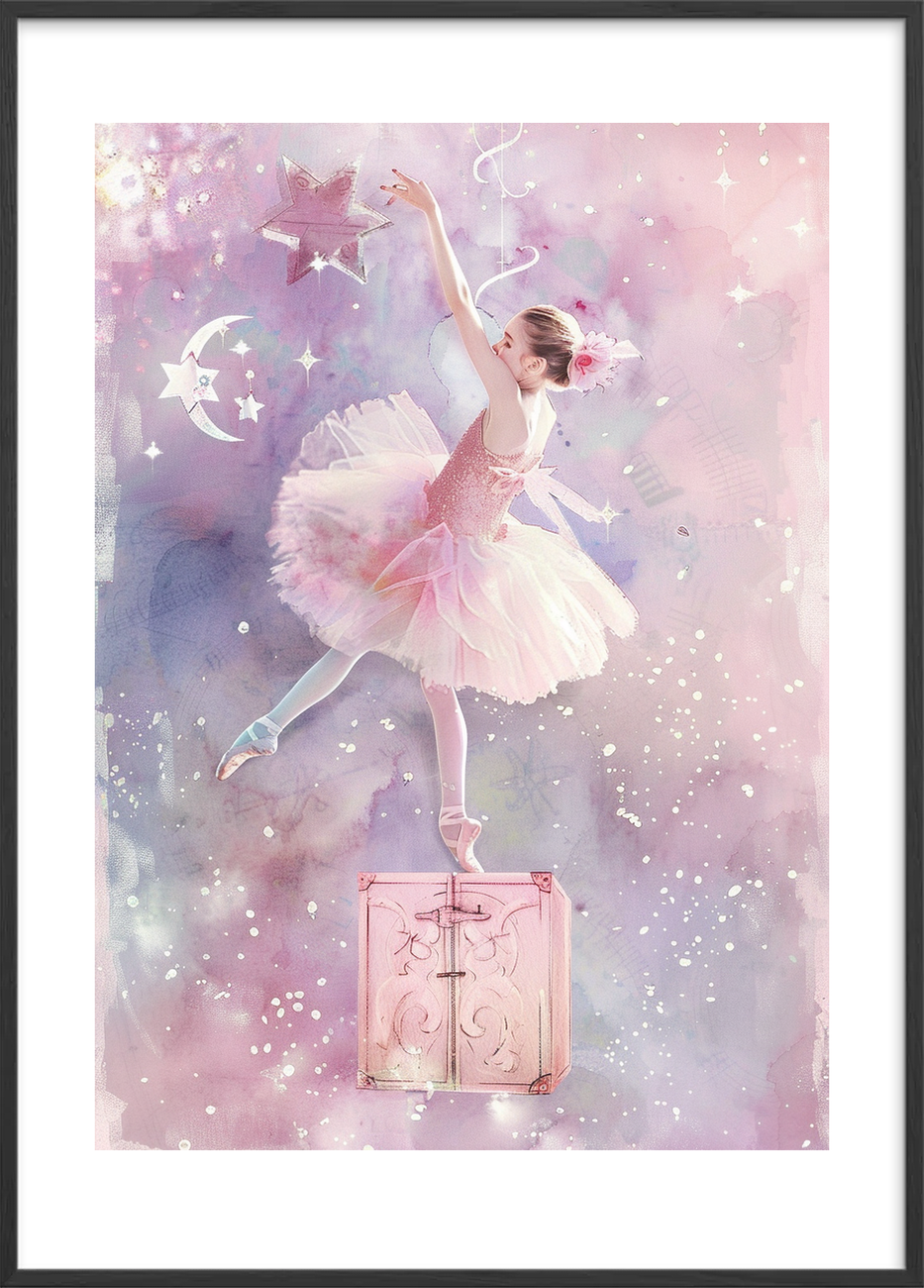 Hviskende stjernedans - Black Frame, With White Border
